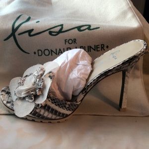 Donald J. Pliner Snake Print/Mesh Screen Sandal.